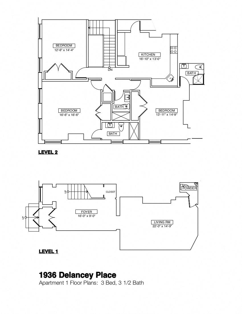 Floor plan for 3 beds, 3.5 baths, 1 sqft